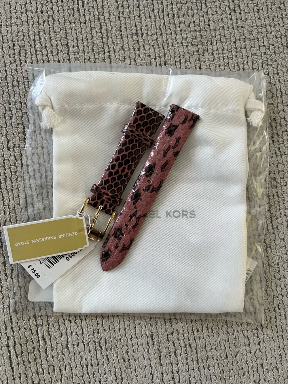 New Michael kors at watch band Runway Snake-Embossed Leather Watch Strap